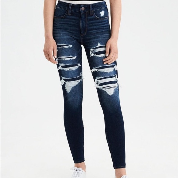 American Eagle Women Blue 360 Ne(X)T Level High Waisted Jegging - Picture 5 of 8